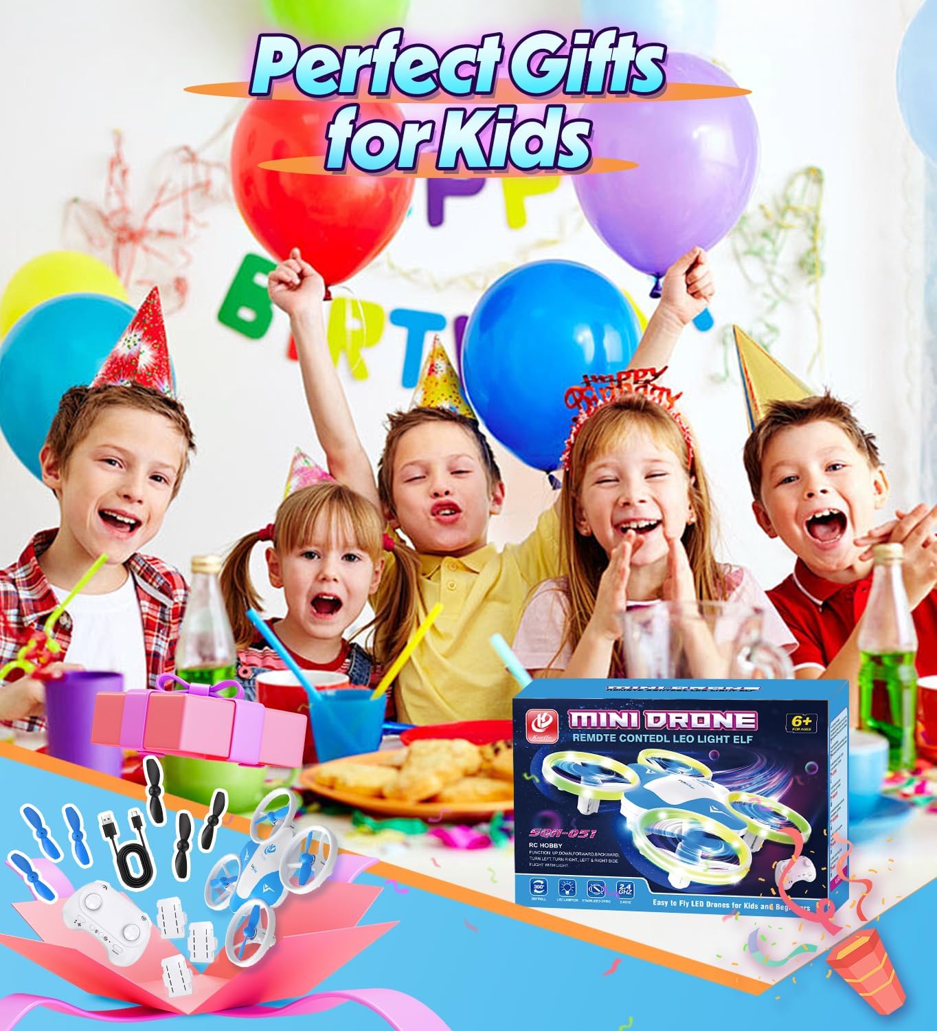 Korffe Mini Drone for Kids Toys for 6-12 Year Old Boys Girls, Birthday Gift for Kids, 6 LED Lighting Modes, RC Quadcopter with 3 Batteries Longer Flight Time