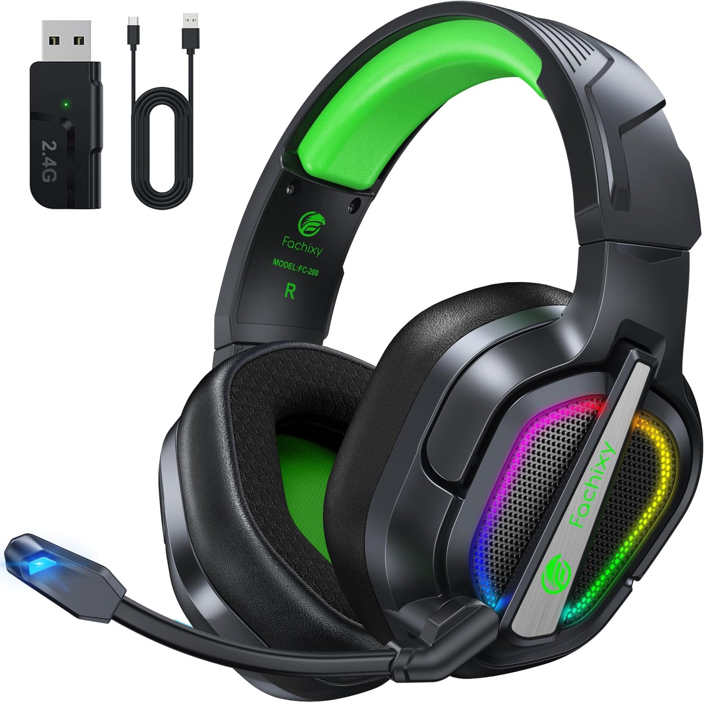 Fachixy FC200 Gaming Headset for PS4, PS5, Xbox, Switch, PC, Computer Headset with Microphone, 3.5mm Gaming Headphones with RGB Light