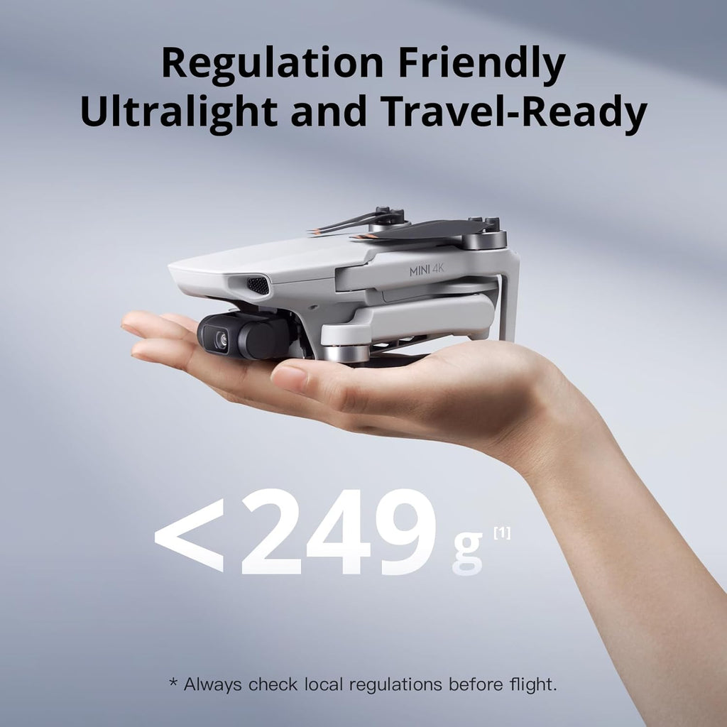 DJI Mini 4K, Drone with Camera 4K Professional, Under 249 g, 3-Axis Gimbal Stabilization, 10km Video Transmission, Auto Return, Wind Resistance, 31-Min Max Flight Time, Intelligent Flight