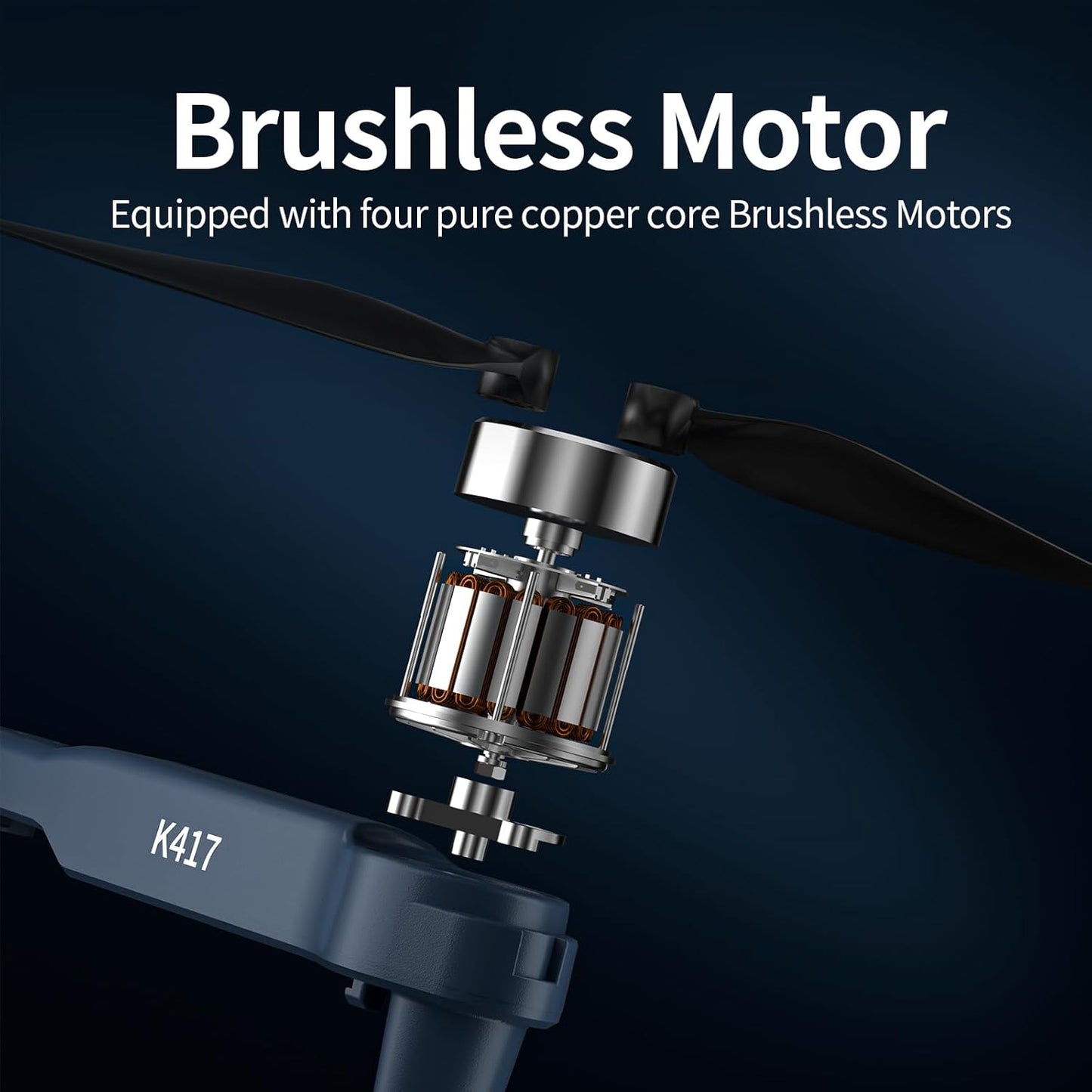 K417 Drone with Dual Camera 1080P, LED Blue Lamp Brushless Drones with Electric camrea, RC Quadcopter APP Drone for Kids and Adults, Altitude Hold and Headless Mode for Beginners, 3D Flip