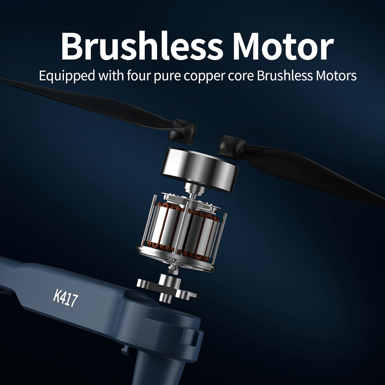 K417 Drone with Dual Camera 1080P, LED Blue Lamp Brushless Drones with Electric camrea, RC Quadcopter APP Drone for Kids and Adults, Altitude Hold and Headless Mode for Beginners, 3D Flip