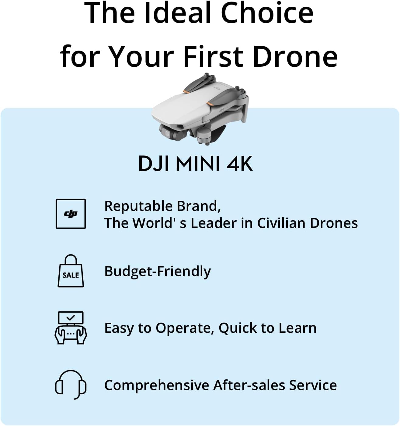 DJI Mini 4K, Drone with Camera 4K Professional, Under 249 g, 3-Axis Gimbal Stabilization, 10km Video Transmission, Auto Return, Wind Resistance, 31-Min Max Flight Time, Intelligent Flight