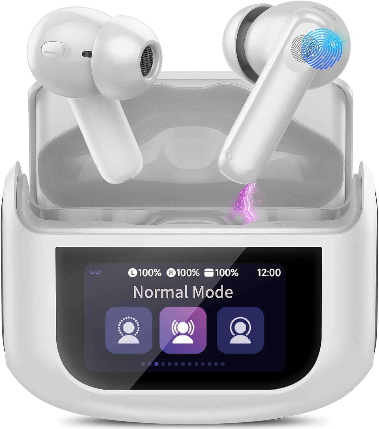 Thunelec Wireless Earbuds, 48H Smart Touch Screen Ear Buds Wireless Bluetooth 5.4 Headphones In Ear, ANC/ENC Noise Cancelling Mic Bluetooth Earbuds, 5 EQ Modes, HiFi Stereo, IPX7 Waterproof Earphones