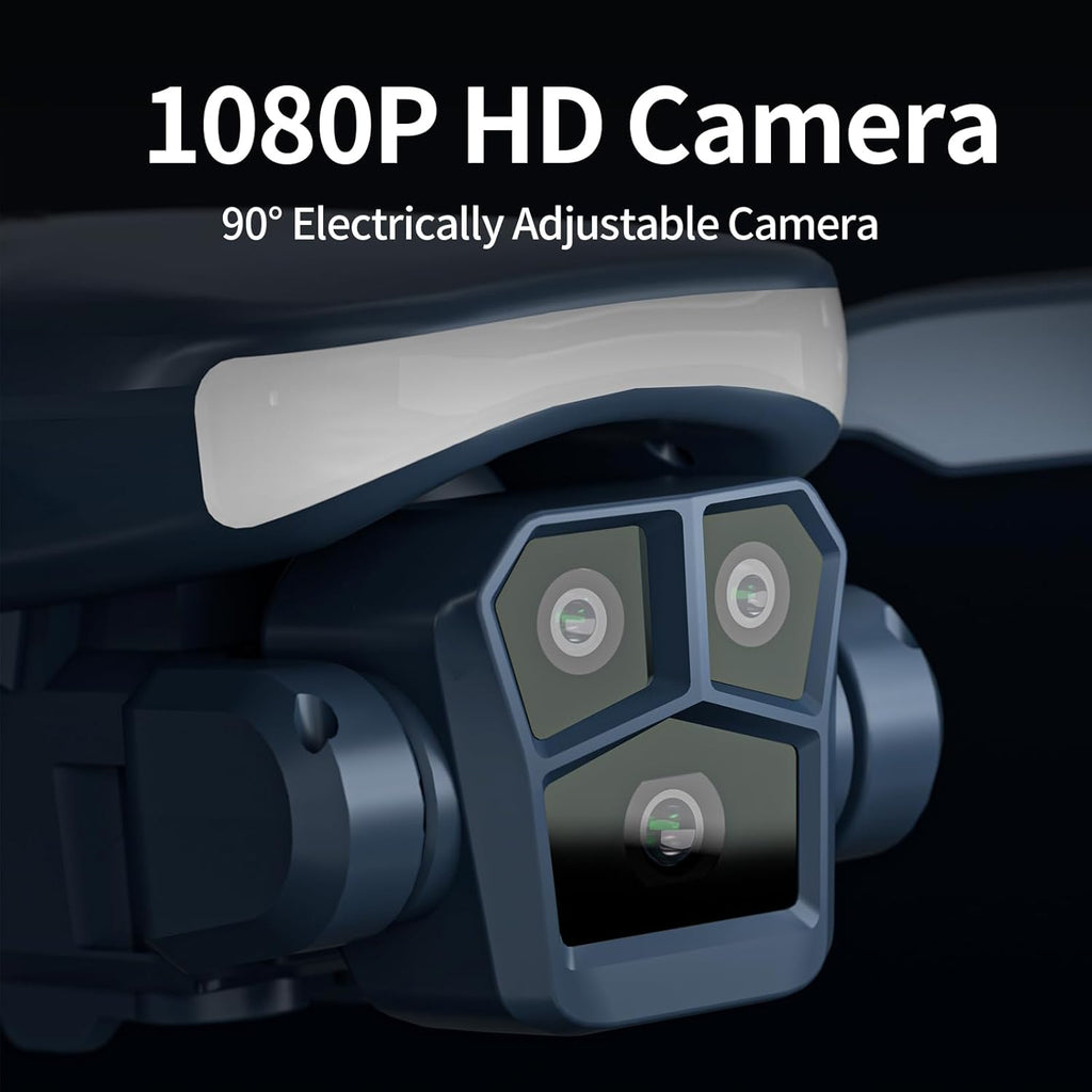 K417 Drone with Dual Camera 1080P, LED Blue Lamp Brushless Drones with Electric camrea, RC Quadcopter APP Drone for Kids and Adults, Altitude Hold and Headless Mode for Beginners, 3D Flip