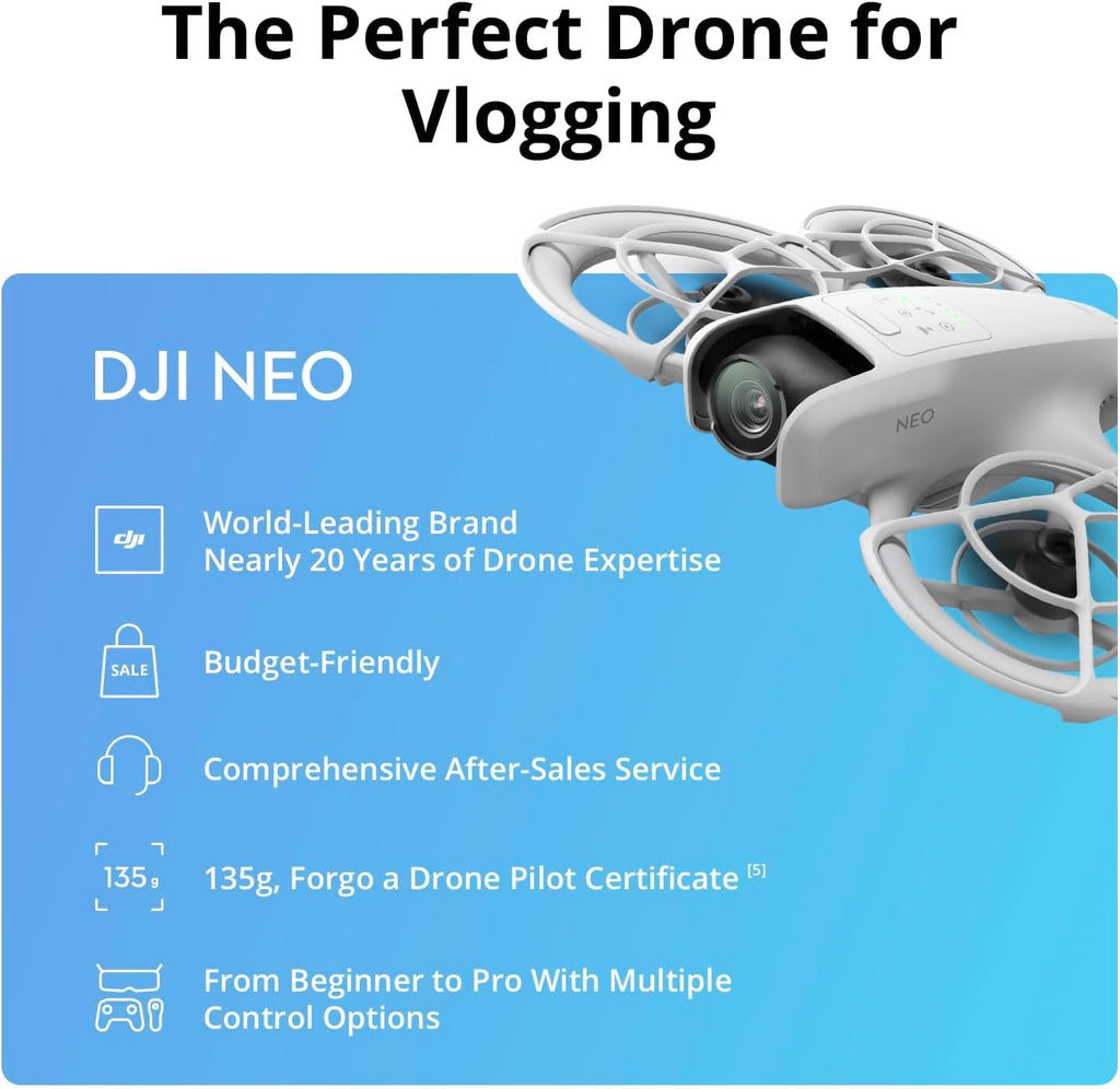 DJI Neo Motion Fly More Combo, Mini Drone with 4K UHD Camera for Adults, 135g Self Flying Drone that Follows You, Palm Takeoff, Subject Tracking, QuickShots, with RC Motion 3 and 3 Batteries