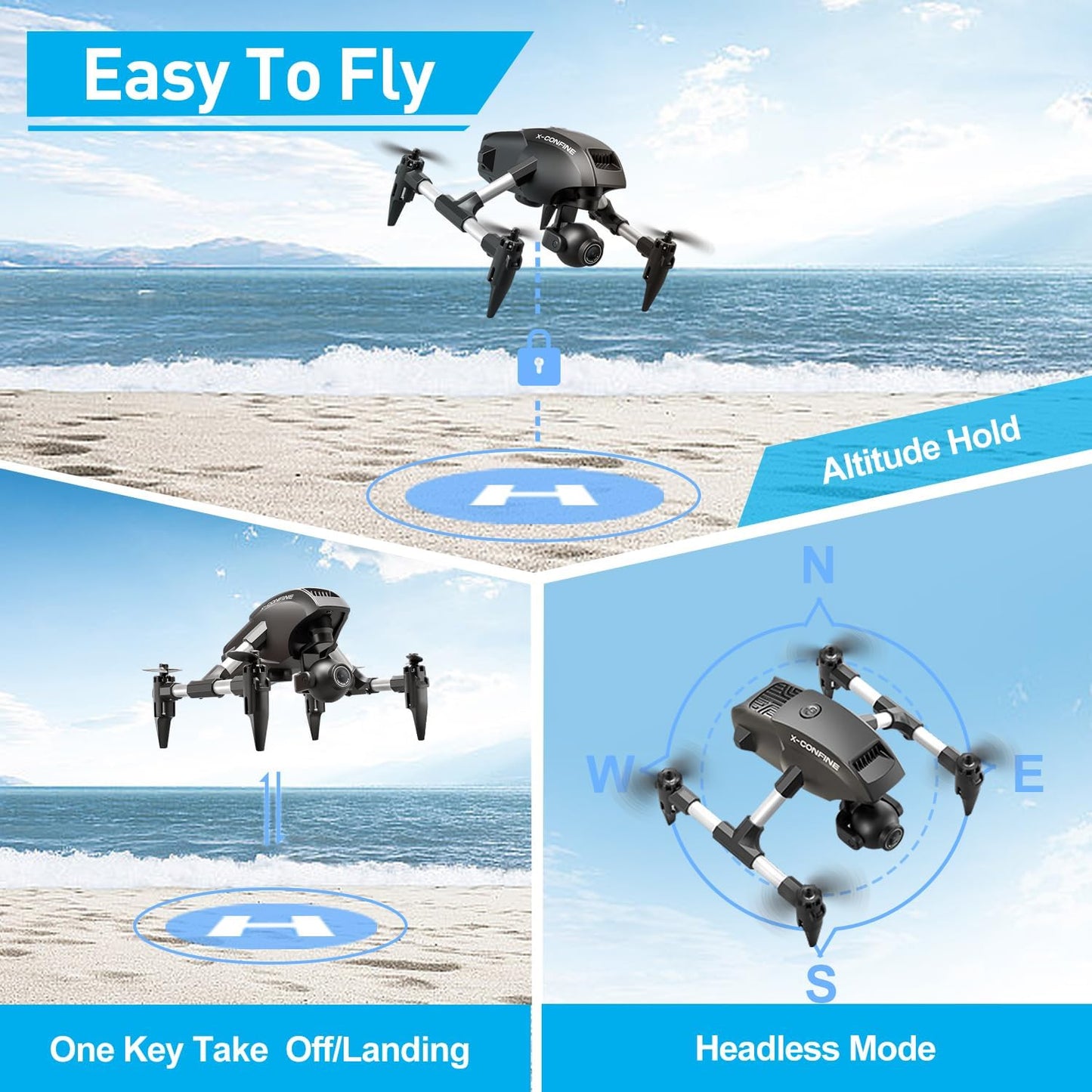 4DRC V42 Mini Drone with Camera1080P HDR Video, Headless Mode,2 speeds, APP Control, One-touch take off, Lightweight Mechanical Gimbal Vertical Shooting, Easy to Fly Drones Toy Gift for Kids Adults