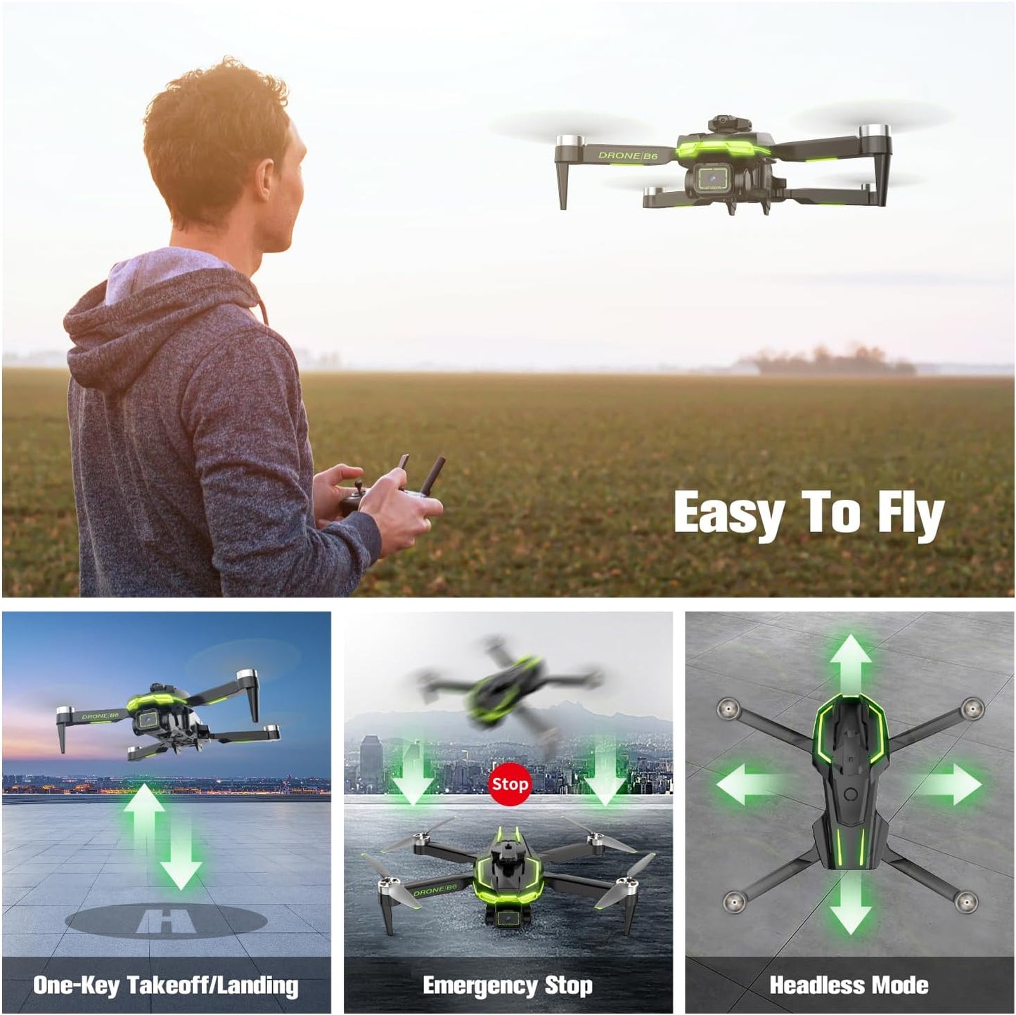 Drone with Camera 4K for Kids and Adults, Brushless Motor Drone with 40 Mins Long Flight Time, One Key Start Beginner Friendly RC Quadcopter, Toys Gifts for Boys and Men Birthday Gifts