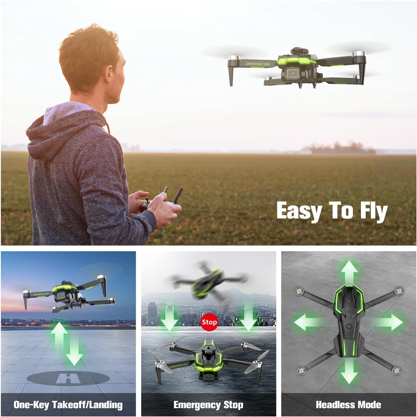 Drone with Camera 4K for Kids and Adults, Brushless Motor Drone with 40 Mins Long Flight Time, One Key Start Beginner Friendly RC Quadcopter, Toys Gifts for Boys and Men Birthday Gifts