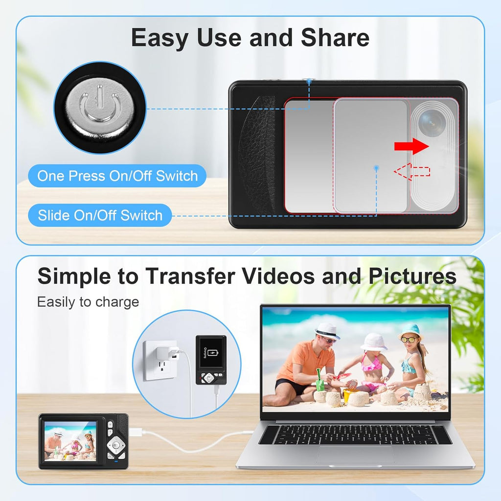 Digital Camera 4K - 48MP UHD Autofocus with 2.83" LCD Screen, 18X Digital Zoom Anti-Shake Photography Vlogging Compact Camera with 32gb SD Card for Kids Students Beginners Teens