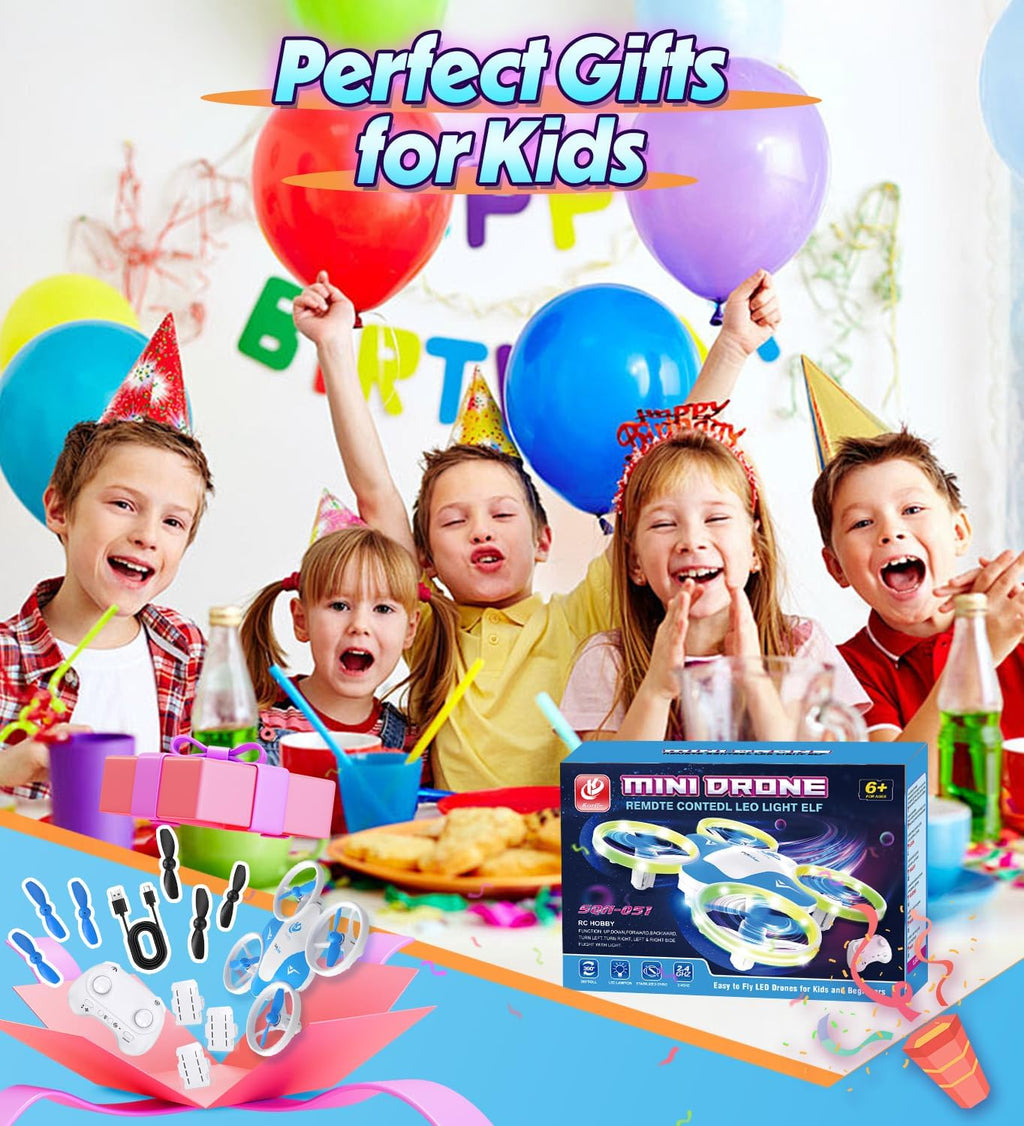 Korffe Mini Drone for Kids Toys for 6-12 Year Old Boys Girls, Birthday Gift for Kids, 6 LED Lighting Modes, RC Quadcopter with 3 Batteries Longer Flight Time