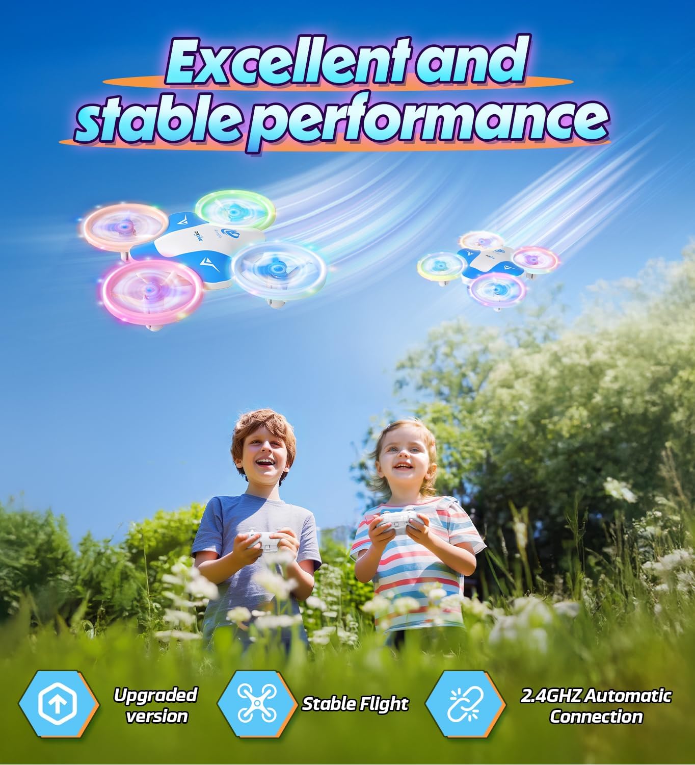 Korffe Mini Drone for Kids Toys for 6-12 Year Old Boys Girls, Birthday Gift for Kids, 6 LED Lighting Modes, RC Quadcopter with 3 Batteries Longer Flight Time