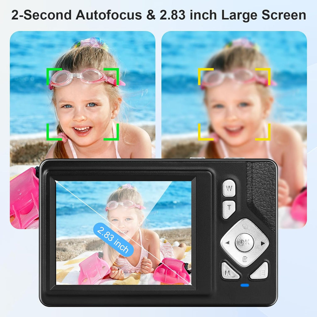 Digital Camera 4K - 48MP UHD Autofocus with 2.83" LCD Screen, 18X Digital Zoom Anti-Shake Photography Vlogging Compact Camera with 32gb SD Card for Kids Students Beginners Teens