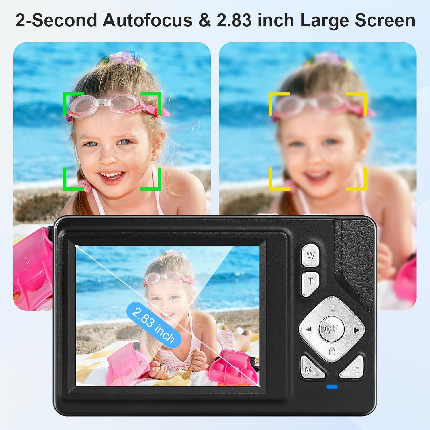 Digital Camera 4K - 48MP UHD Autofocus with 2.83" LCD Screen, 18X Digital Zoom Anti-Shake Photography Vlogging Compact Camera with 32gb SD Card for Kids Students Beginners Teens