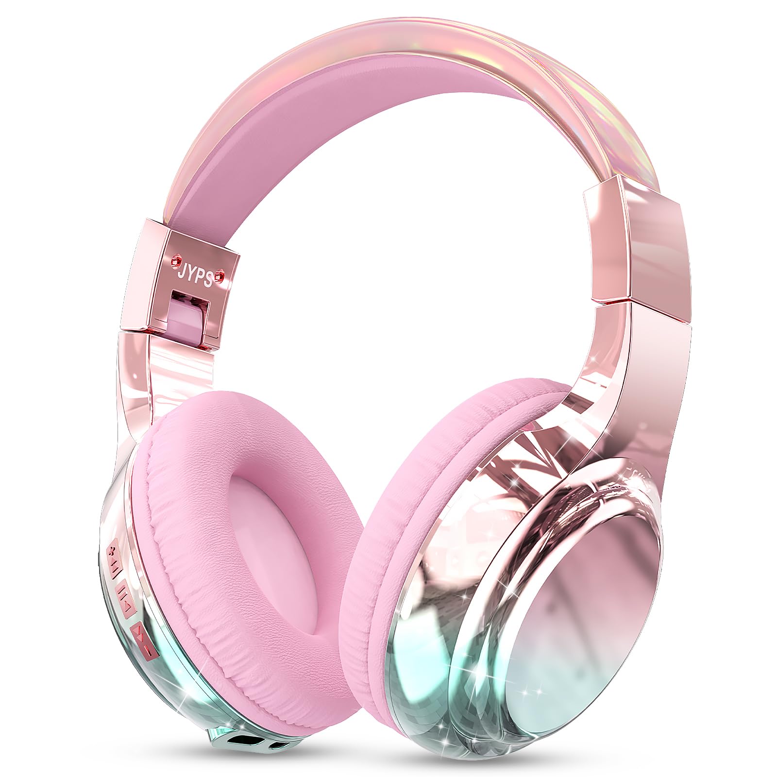 JYPS Kids Headphones Wireless,Metallic Childrens Bluetooth Headphones with Mic,Wireless & Wired Kids Headphones Over Ear for Teenage Girls,Toddler Headphone for iPad/Fire Tablet/School