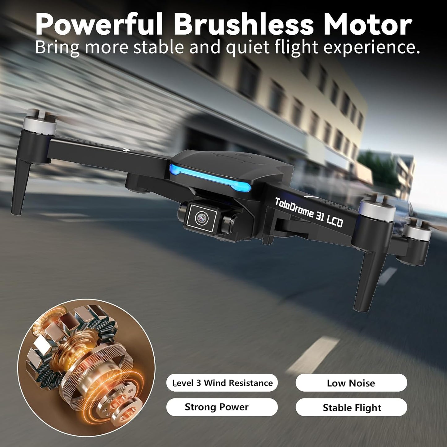 Toladrone TD31LCD Drone with LCD Screen, Digital Image Transmission, Drone with Camera Brushless Motor Drones for Beginners, Foldable RC Quadcopter for Adults