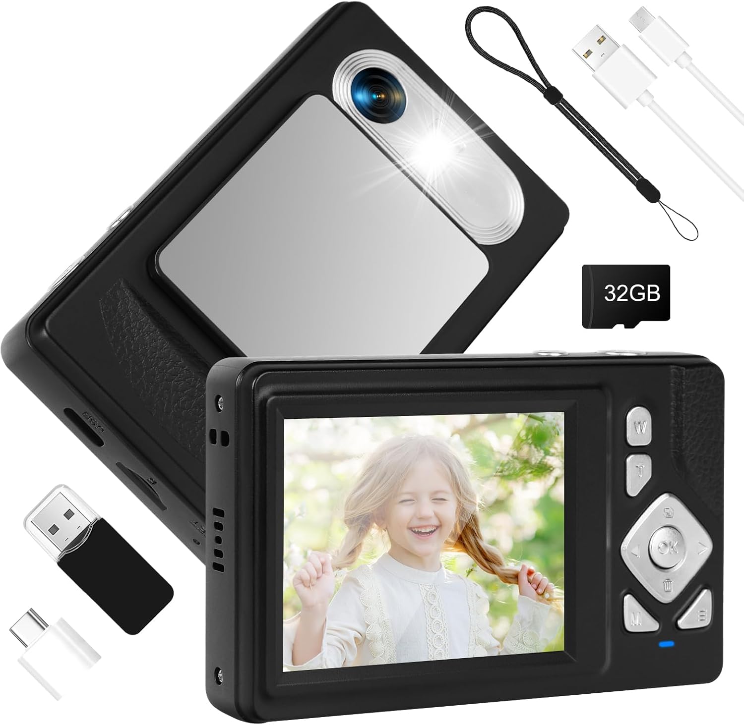 Digital Camera 4K - 48MP UHD Autofocus with 2.83" LCD Screen, 18X Digital Zoom Anti-Shake Photography Vlogging Compact Camera with 32gb SD Card for Kids Students Beginners Teens