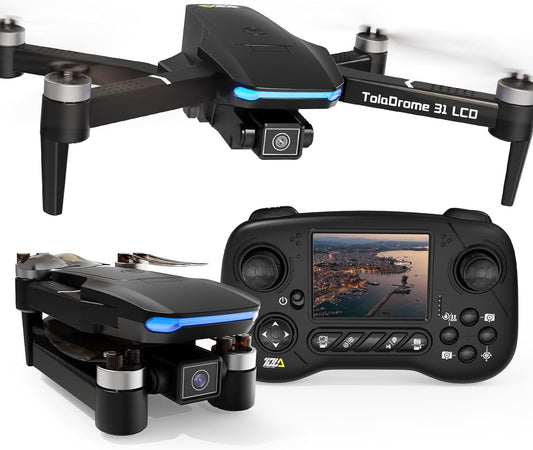 Toladrone TD31LCD Drone with LCD Screen, Digital Image Transmission, Drone with Camera Brushless Motor Drones for Beginners, Foldable RC Quadcopter for Adults