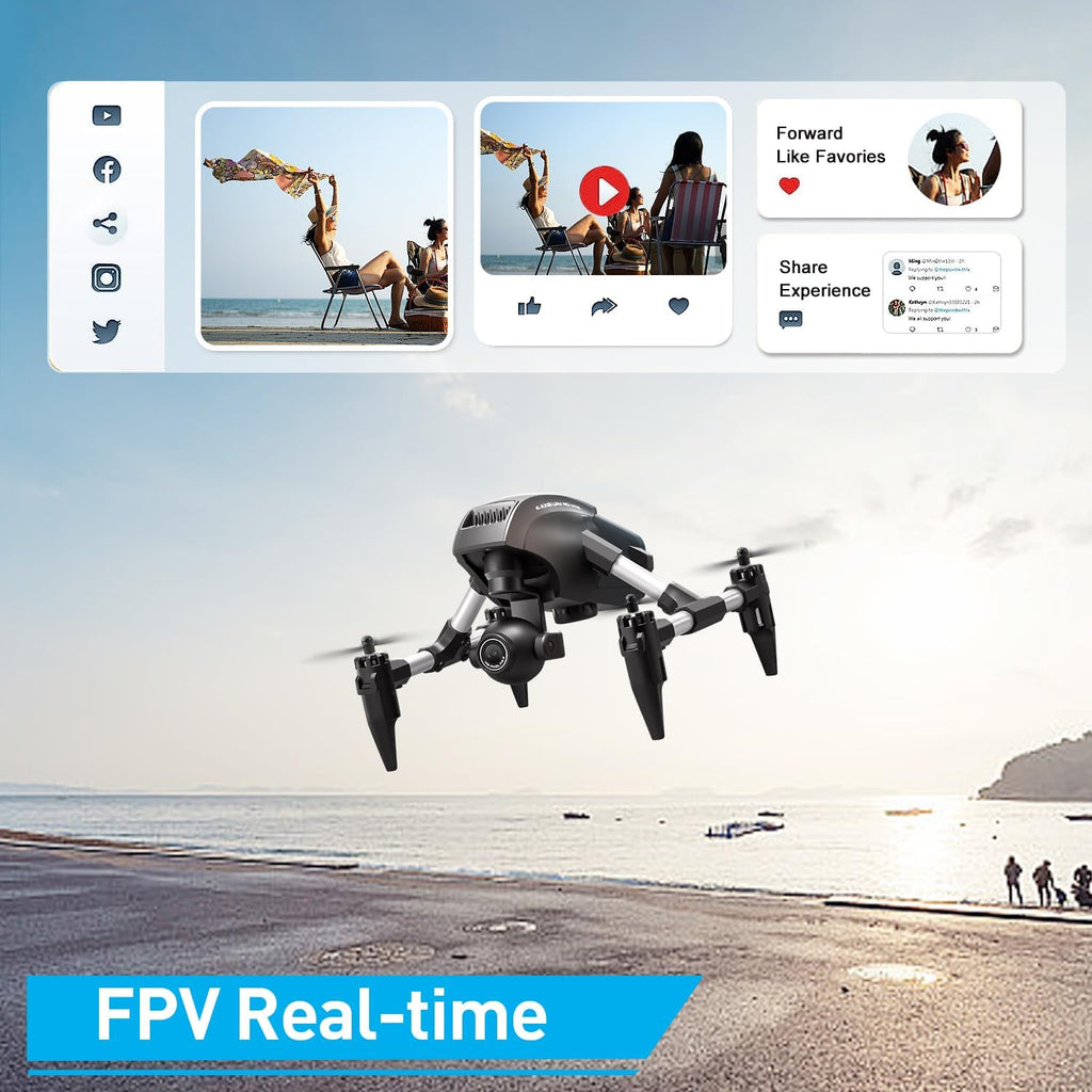 4DRC V42 Mini Drone with Camera1080P HDR Video, Headless Mode,2 speeds, APP Control, One-touch take off, Lightweight Mechanical Gimbal Vertical Shooting, Easy to Fly Drones Toy Gift for Kids Adults