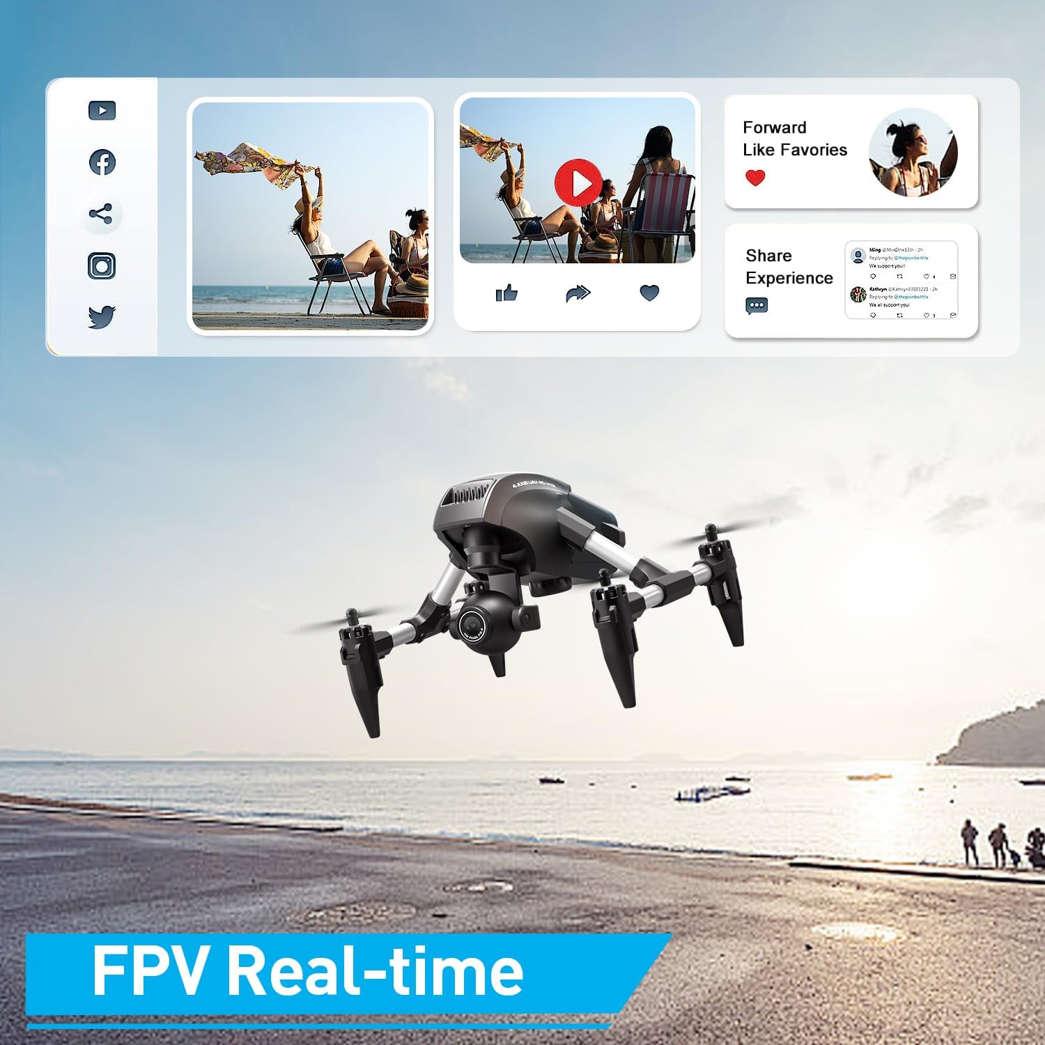 4DRC V42 Mini Drone with Camera1080P HDR Video, Headless Mode,2 speeds, APP Control, One-touch take off, Lightweight Mechanical Gimbal Vertical Shooting, Easy to Fly Drones Toy Gift for Kids Adults