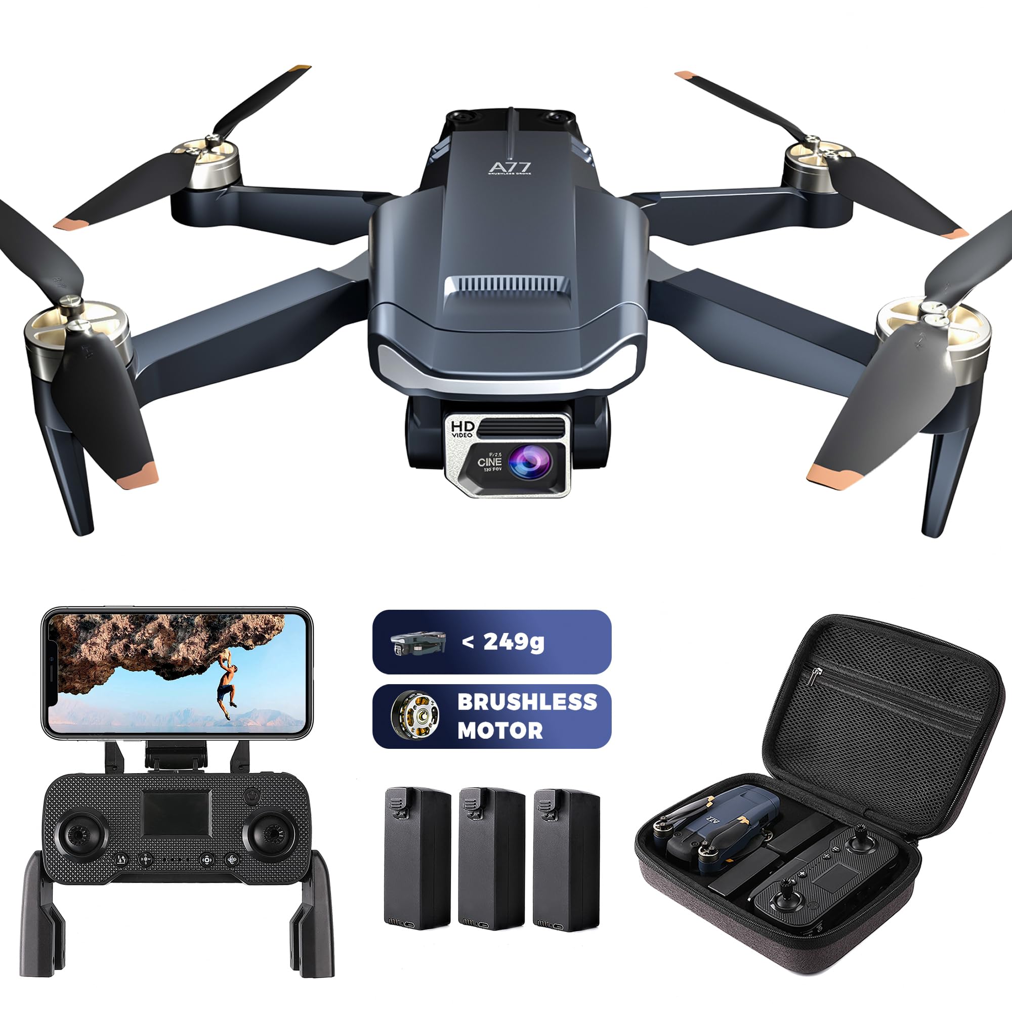 CHUBORY X10 PRO GPS Drone with Camera for Adults 4K UHD, 90 Min Long Flight Time,3280 FT Long Control Range, Auto Return, Follow Me, Brushless Motor, RC Quadcopter for Beginners(<250g)