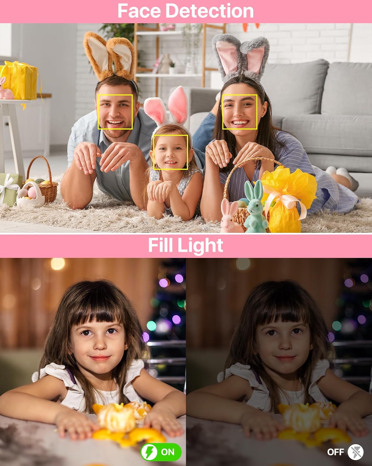 Digital Camera 1080P, 44MP FHD Compact Digital Camera, 16X Digital Zoom Portable Photo Camera with 2.4" LCD Screen, 1 Battery, Vlogging Camera for Kids, Beginners, Teens, Students-Pink (No SD Card)