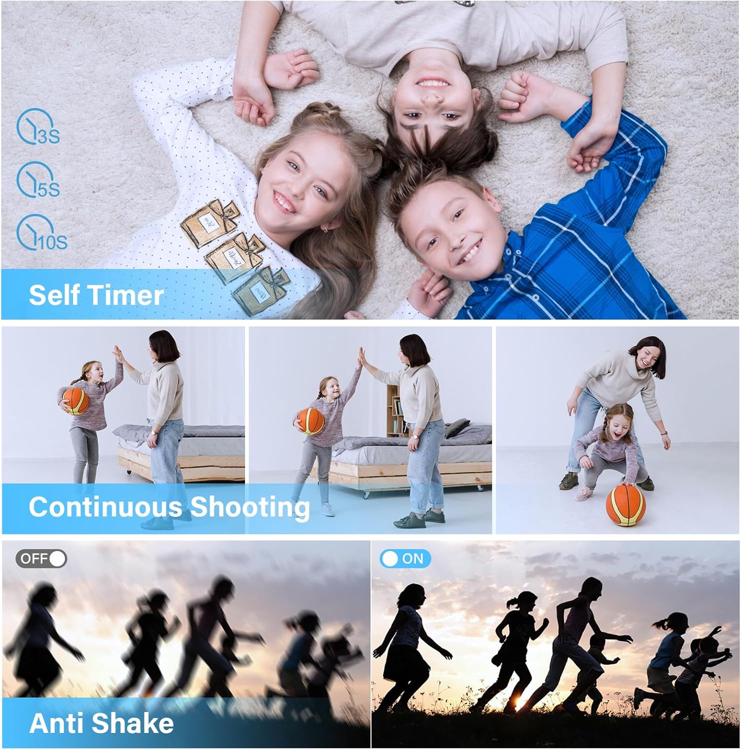 Digital Camera-Autofocus UHD Compact Camera, 4K 64MP vlogging Camera with 1200mAh Batteries, 16X Digital Zoom for Kids Beginners Teenagers