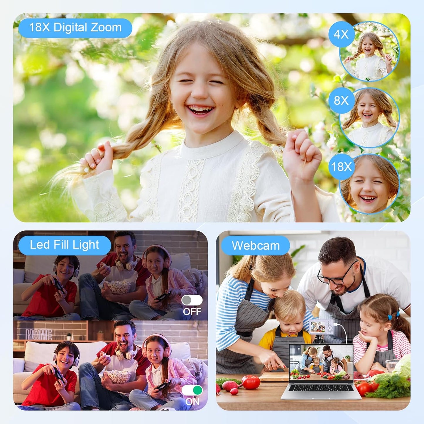 Digital Camera 4K - 48MP UHD Autofocus with 2.83" LCD Screen, 18X Digital Zoom Anti-Shake Photography Vlogging Compact Camera with 32gb SD Card for Kids Students Beginners Teens