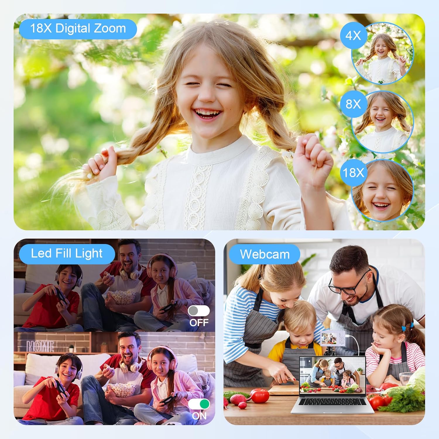 Digital Camera 4K - 48MP UHD Autofocus with 2.83" LCD Screen, 18X Digital Zoom Anti-Shake Photography Vlogging Compact Camera with 32gb SD Card for Kids Students Beginners Teens