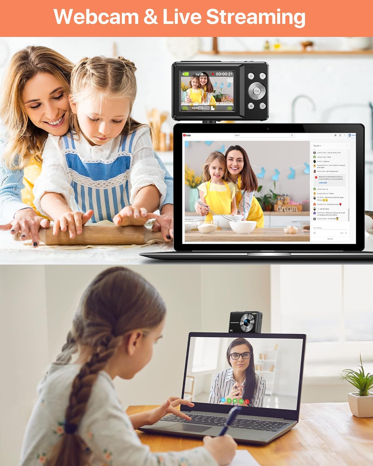 Digital Camera 1080P, 44MP FHD Compact Digital Camera, 16X Digital Zoom Portable Photo Camera with 2.4" LCD Screen, 1 Battery, Vlogging Camera for Kids, Beginners, Teens, Students-Black (No SD Card)