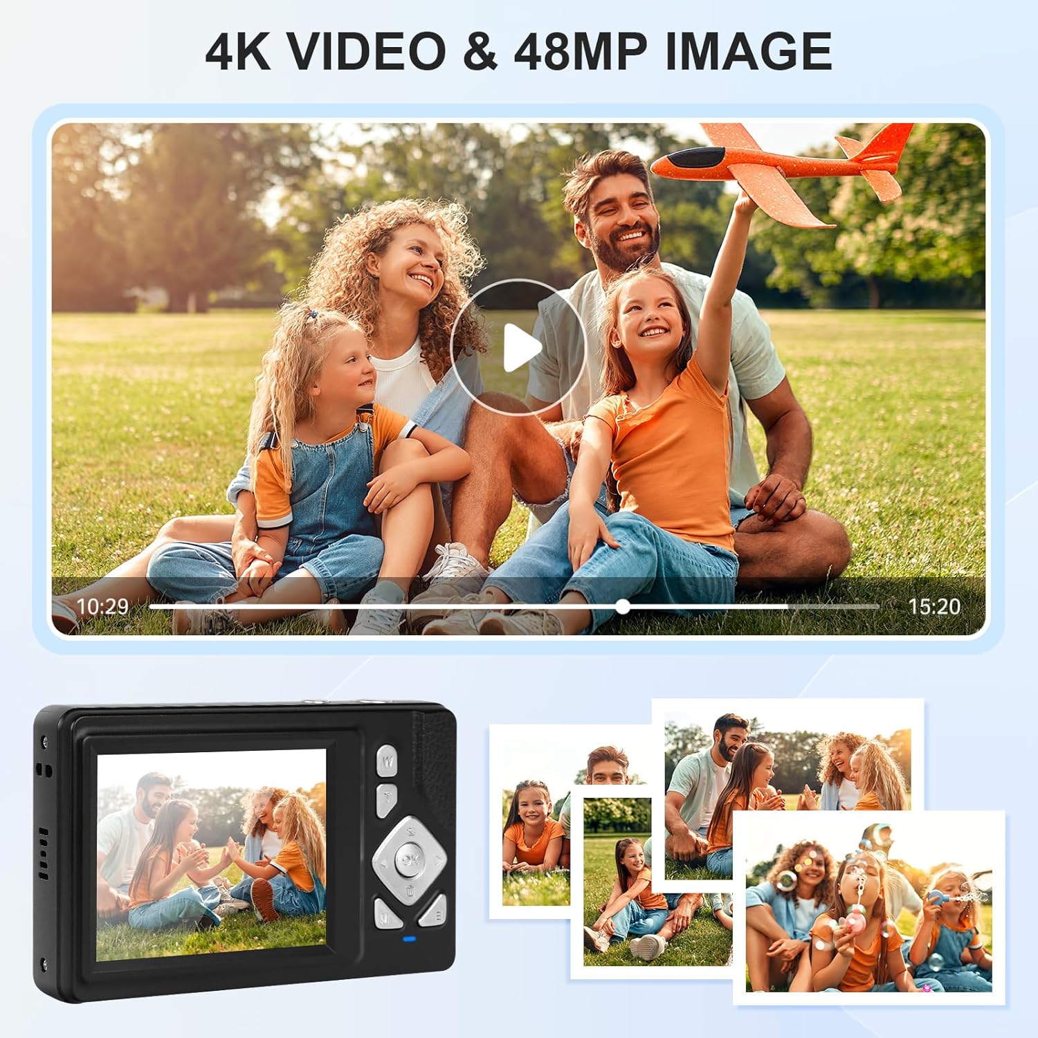 Digital Camera 4K - 48MP UHD Autofocus with 2.83" LCD Screen, 18X Digital Zoom Anti-Shake Photography Vlogging Compact Camera with 32gb SD Card for Kids Students Beginners Teens