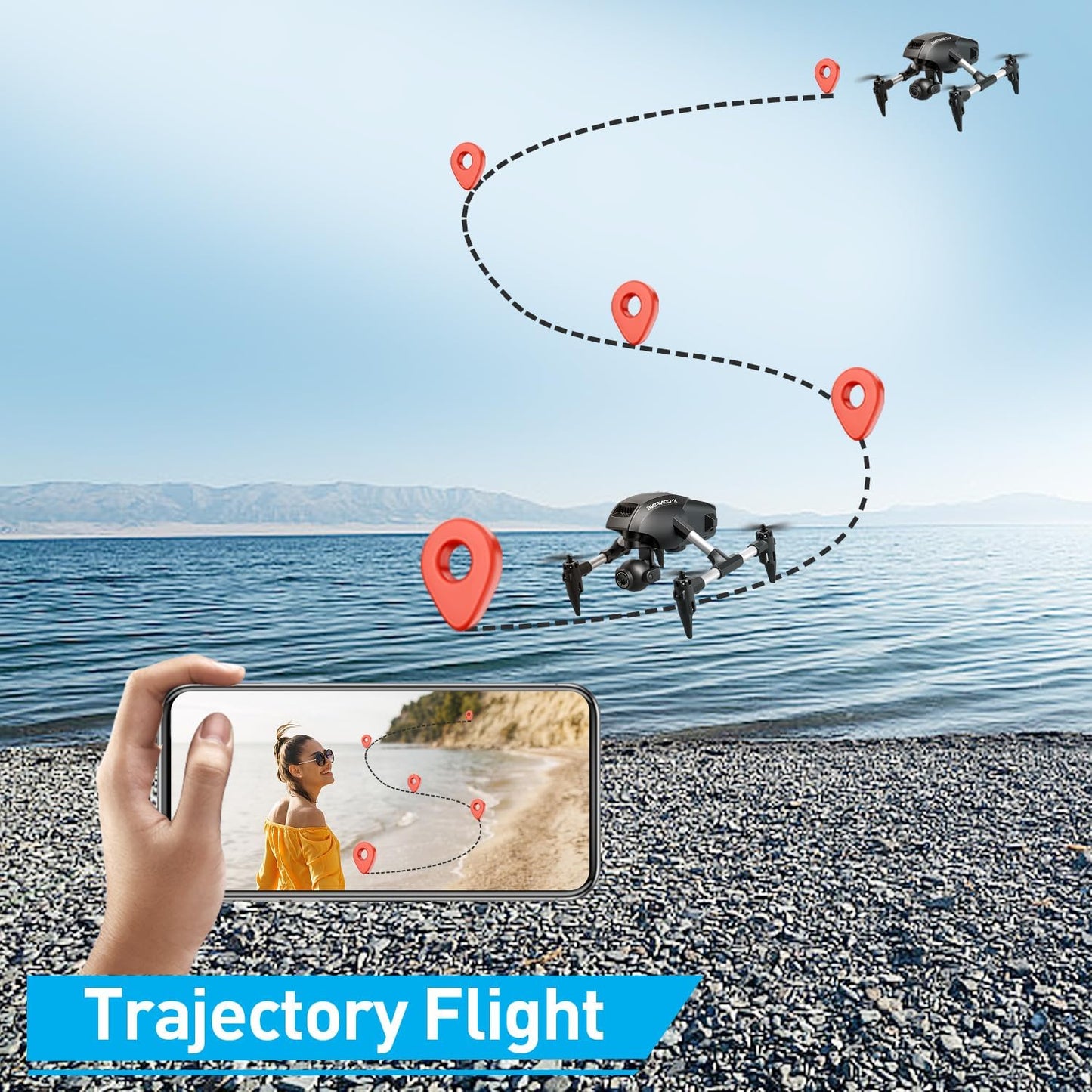 4DRC V42 Mini Drone with Camera1080P HDR Video, Headless Mode,2 speeds, APP Control, One-touch take off, Lightweight Mechanical Gimbal Vertical Shooting, Easy to Fly Drones Toy Gift for Kids Adults