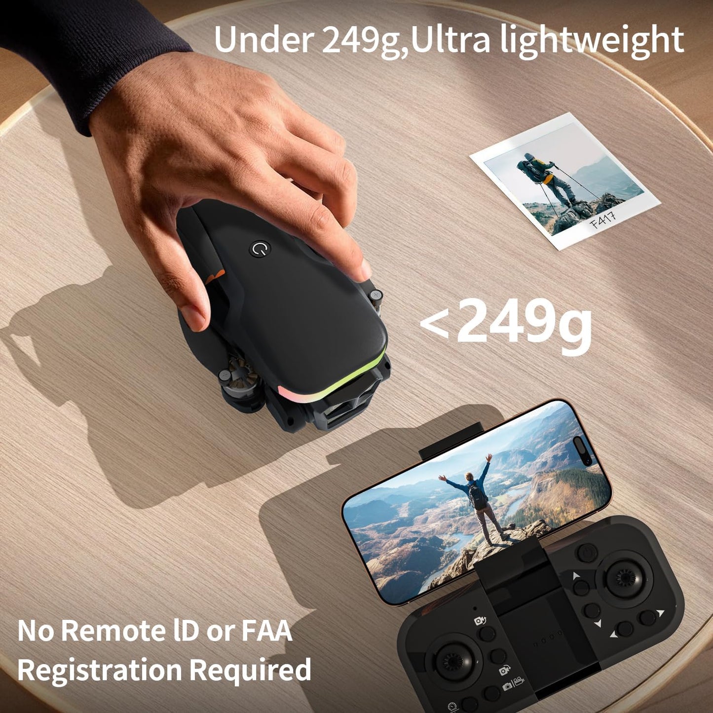 F417 Drone with Camera 1080P HD Dual Camera,90° Adjustable Angle,LED Bar,Optical Flow Tracking,Modular Battery,APP Control,One-button Takeoff/Landing,3D Flip,for Boys and Girls&Beginners,C0